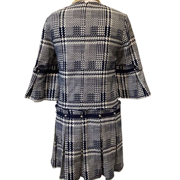 Prose & Poetry Navy Blue & White Plaid Drop Waist Shift Dress Size M - Picture 5 of 14
